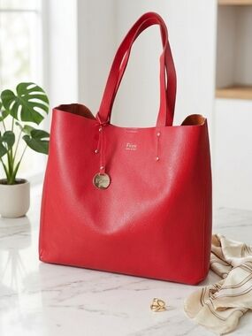 Fiore Made In Italy, RED Genuine Leather Tote, Womens OS